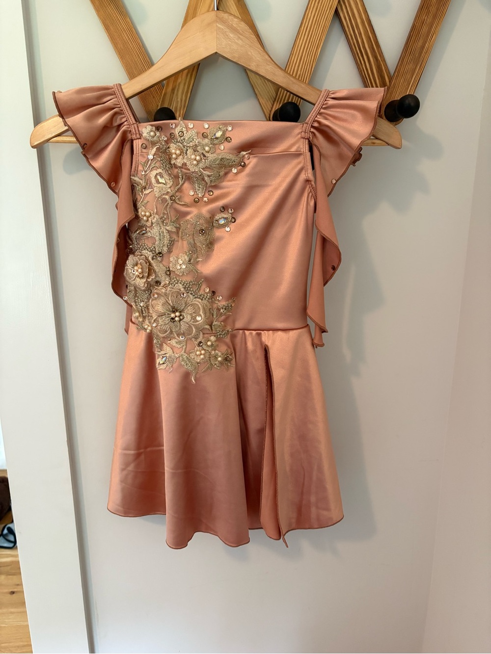 Girls Dusty Rose Floral Embellished Formal Dress